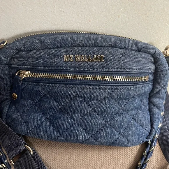 MZ Wallace Quilted Denim Mini Crosby Crossbody Bag - Denim Blue - Picture 2 of 10